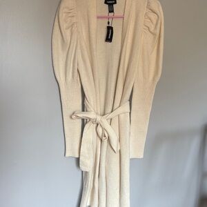 Express Cream Knit Cardigan with Belt S